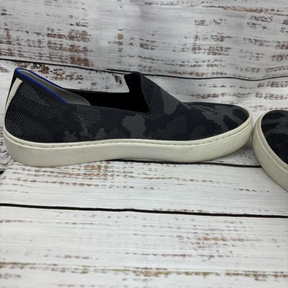 Rothys The Original Slip On Sneaker Womens Size 7 Gray Black Camo Knit‎ Shoes